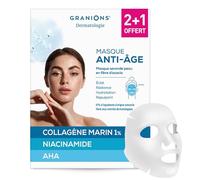 GRANIONS MASQUE COLLAGENE MARIN ANTI AGE 2+1 OFFERT - Masque Visage Eclat Radiance - Collagene et Acide Hyaluronique, AHA, Niacinamide - Soins pour le Visage - Hydratation + Beauté Anti Rides - 22 mL