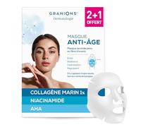 Masque COLLAGENE Anti Age - GRANIONS Collagène N°1 en Pharmacies - Masque Visage - Collagene et Acide Hyaluronique - Masque Collagene Visage Anti Rides - 3 Masques en Tissu 2+1 OFFERT
