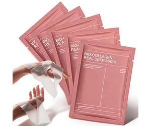 Masque Collagène Visage, 5 Pièces Bio Collagen Real Deep Mask avec Patchs Spécialisés Sillon Nasogénien, Masque de Nuit Hydratant pour l'Élasticité de la Peau et Affinage des Pores