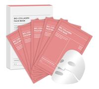 Masque Collagene Visage, Bio Collagen Real Deep Mask 5 Pièces, Hydratant Anti-Âge, Réduit Pores et Améliore Élasticité, Soin Raffermissant, Convient à Tous Types de Peau