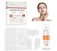 Masque Collagene Visage Korean, Collagen Firming Mask, 5 Pieces Soluble Collagen Film + 60ml Collagen Mist, Reduces Fine Lines and Improves Sagging Sore, Masque Coréen Collagene