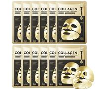 Masque Collagene Visage Korean,Masque Au Bio Collagene Visage Coréen,Masques Leaf Bio Collagène Hydratant Visages Femme,Masques De Nuit Halloween, Resserre Les Pores Et Hydrate En Profondeur (12PC)