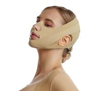 Masque Compression Post-Opératoire, Sangle Lifting V-Line Ajustable pour Menton, Beige(S)