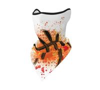 Masque Coupe-Vent, Cache-Cou et Protection faciale pour Moto d'hiver, Fond de Peinture Abstraite Orange sur Fond de Basketball