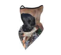 Masque Coupe-Vent, Cache-Cou et Protection pour Le Visage en Hiver, idéal pour la Chasse au Canard avec Un Adorable Chiot Noir Style Labrador.