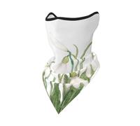 Masque Coupe-Vent, Cache-Cou et Protection pour Le Visage en Hiver, Motif Aquarelle botanique de Perce-Neige Blanche.