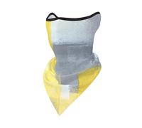 Masque Coupe-Vent, Cache-Cou et Protection pour Le Visage, idéal pour la Moto en Hiver, avec Une Peinture Abstraite Grise et Jaune.