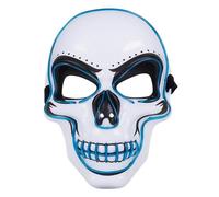 Masque Crâne Squelette LED Bleu - Effrayant & Lumineux pour Halloween Taille unique
