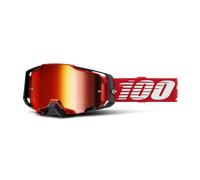 100% Lunettes de motocross Armega – écran miroir rouge, verre CAT3
