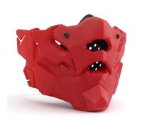 Masque D'airsoft Demi-Visage Crâne Oni, Masque Tactique en Maille Métallique Style Samouraï, Idéal pour Le Paintball, Les Accessoires de Cinéma et Les Déguisements d'halloween.(Red)