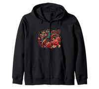 Masque d'anime Japonais Kitsune Dragon Chinois avec Rose Sweat à Capuche