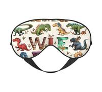 Masque d'apprentissage élégant avec lettres de l'alphabet avec dinosaures imprimés, masque de sommeil occultant pour femme, masque de sommeil avec sangle réglable, adapté pour l'heure du coucher et