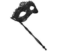 Masque de Bal en Dentelle pour Femmes, Bâtonnet Noir Ambiance Halloween