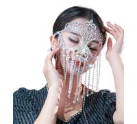 Masque de bal masqué de luxe en cristal femme masque à franges de strass pour soirées costumées et bals masqués