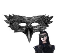 Masque de bal masqué pour femme - Demi-visage d'aigle créatif en cuir, corbeau gothique, cosplay Msk pour Halloween et fêtes costumées, œil de jeu de rôle de luxe avec sangle réglable