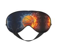 Masque de basketball sur le feu et l'eau - Imprimé - Doux pour les yeux - Ombrage élastique pour la nuit, bandeau anti-lumière pour avion, yoga, voyage