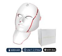 Masque de beauté pour le visage et le cou,7 couleurs,lumière LED,Photon,lumière rouge,raffermissement de la peau With Box-600mAh