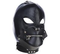 Masque de bondage |, masque Gimps Wicked Demon en cuir PU avec doublure en peluche, attache arrière réglable, bouche zippée amovible pour fête d'Halloween, masques à capuche du diable, fournitures d