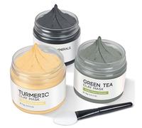 Masque de boue au curcuma, masque de la mer morte, masque au thé vert, nettoyage en profondeur, élimination des points noirs, contrôle de l'huile, acné et pores Kit de masque, 3x70g