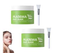 Masque de boue matcha pour le visage, masque de boue au thé vert pour un nettoyage en profondeur des pores, doux et hydratant, facile à appliquer et à nettoyer (2PCS)