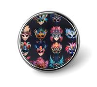 Masque de Camival de Venise avec plumes et perles, badges ronds, broches à boutons personnalisées, épingles à revers pour décoration de vêtements