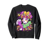 Masque de Carnaval Arlequin Femme Joueuse de Cartes Sweatshirt