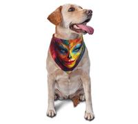 Masque de carnaval avec plumes imprimées graphique triangle écharpe pour chiens et chats, bandana mignon réglable pour animaux de compagnie et séances photo