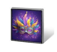 Masque de carnaval de Mardi Gras avec plumes colorées, broches et épingles unisexes carrées légères pour vêtements, châle, chapeau