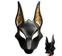 Masque de chacal d'Halloween, mascarade faux-or peint à la main, accessoire de cosplay, accessoire de costume, pour vacances, mascarade, fête, scène, séance photo, événement thématique, contenu vidéo