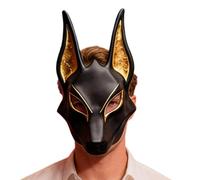 Masque de chacal égyptien - 12 pouces en résine Spool | Accessoire de costume mythologique réglable pour adulte | Masque de cosplay Egypte Dieu | Accessoire de fête de mascarade | Décoration murale