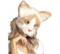 Masque de chat en peluche Masque d'animal brun-blanc