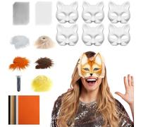 Masque de chat - Papier, Costume de chat | Costume à faire soi-même, à peindre, léger, vide, mascarade, fête, décoration du visage, accessoires pour Halloween, cosplay, bal costumé, carnaval, art et