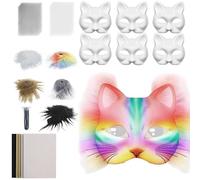 Masque de chat - Papier, Costume de chat | Costume à faire soi-même, à peindre, léger, vide, mascarade, fête, décoration du visage, accessoires pour Halloween, cosplay, bal costumé, carnaval, art et