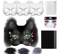 Masque de chat vierge - Base de costume à faire soi-même pour les loisirs créatifs, design léger en et feutre, structure réglable + kit de matériaux à peindre, structure durable en mélange de