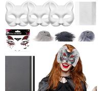 Masque de chat vierge, kit de matériau de masque de chat vierge, papier, feutre, PVC avec maille et feuille de feutre, artisanat d'art pour homme, femme, cosplay et fête masquée, 19 x 17 cm