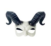 Masque de chèvre pour Halloween - Cornes de chèvre - Masque de chèvre - Accessoire de jouet - Corne de chèvre - Monstres - Masque de costume d'Halloween - Demi-visage, Noir , 35x19cm/13.77x7.48in