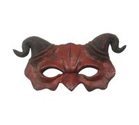 Masque de chèvre pour Halloween - Cornes de chèvre - Masques de chèvre - Accessoire de Jouet - Monstres - Costume d'halloween - Demi-Visage (Red, One Size)