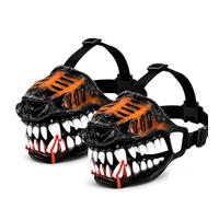 Masque de chien d'Halloween avec crocs de vampire, museau de chien effrayant avec des dents réalistes, masque de costume de monstre en latex naturel pour les fêtes d'Halloween, (2pcs,13.78 in)