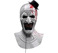 Masque de clown adulte, Art The Clown Killer Horror Halloween Carnival (Blanc avec du sang)