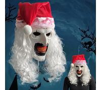 Masque de clown effrayant, Terrifier Art The Clown Masque, Masq-ue de Clown, Masq-ue Terrifier Art le cl-own pour adulte, Mas-que de cl-own tueur avec chapeau, Masue d'horreur pour adultes en latex