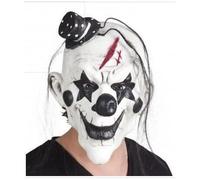 Masque de Clown Latex avec Chapeau - Adulte Homme - Noir - Balafre et Plaie
