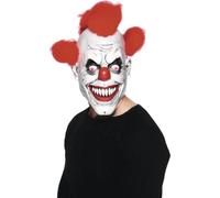 Masque de clown méchant Halloween blanc-rouge