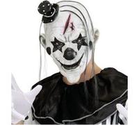 Masque De Clown Tueur Blanc Et Noir Avec Cheveux - Blanc Blanc