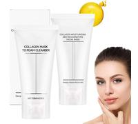 Masque de collagène pour nettoyant en mousse, lavage de visage nettoyant en profondeur pour les femmes, nettoyant pour le visage moussant hydratant - pas gras, réduit l'agitation et (2PCS)