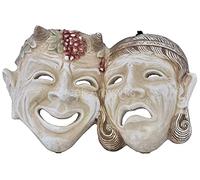 Masque de comédie et tragédie - Symbole de théâtre grec - Décoration murale en pierre moulée