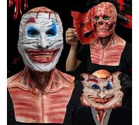 Masque de crâne d'Halloween, Masque d'horreur avec Mâchoire Mobile, Masque de Crâne Complet en Latex Sanglant Effrayant pour Accessoires de fête de Costume de Carnaval de Cosplay d'Halloween