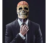 Masque de crâne en latex - Masque d'horreur amusant - Masque biochimique squelette pour Halloween, masque de crâne 3D avec mâchoire mobile pour adulte - Casque squelette effrayant (C)
