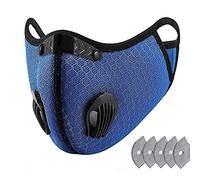 Masque de cyclisme réutilisable avec filtre à charbon actif, bleu