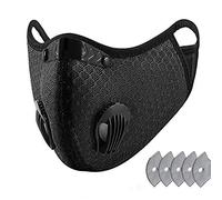 Masque de cyclisme réutilisable avec filtre à charbon actif, noir