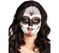 masque de déguisement femme jour des morts 29 x 17 cm blanc/noir